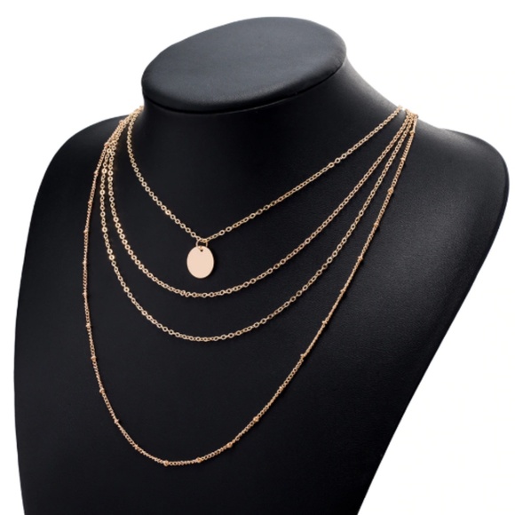 Boho Long Layered Round Circle Pendant Necklace - Picture 4 of 4